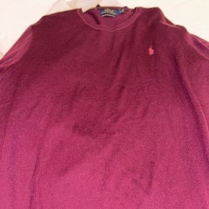 Polo men long sleeve wool. size L (burgundy)